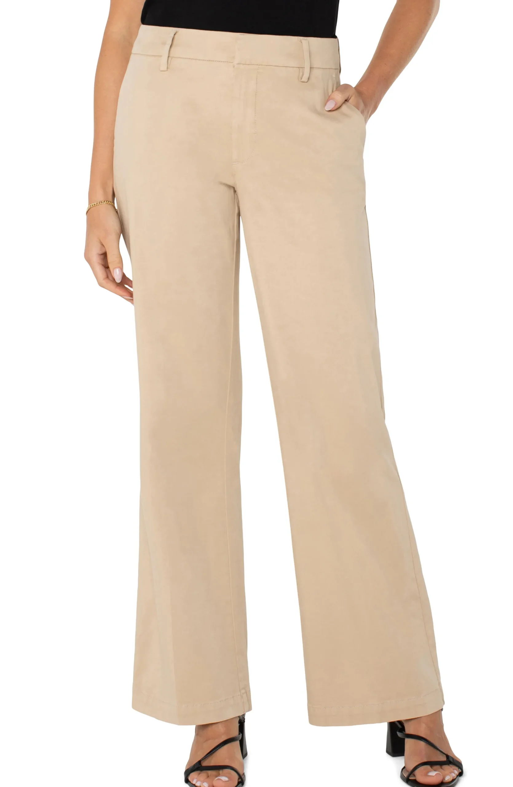 Pants|Trousers-Liverpool Los Angeles KELSEY WIDE LEG TROUSER Cappuccino