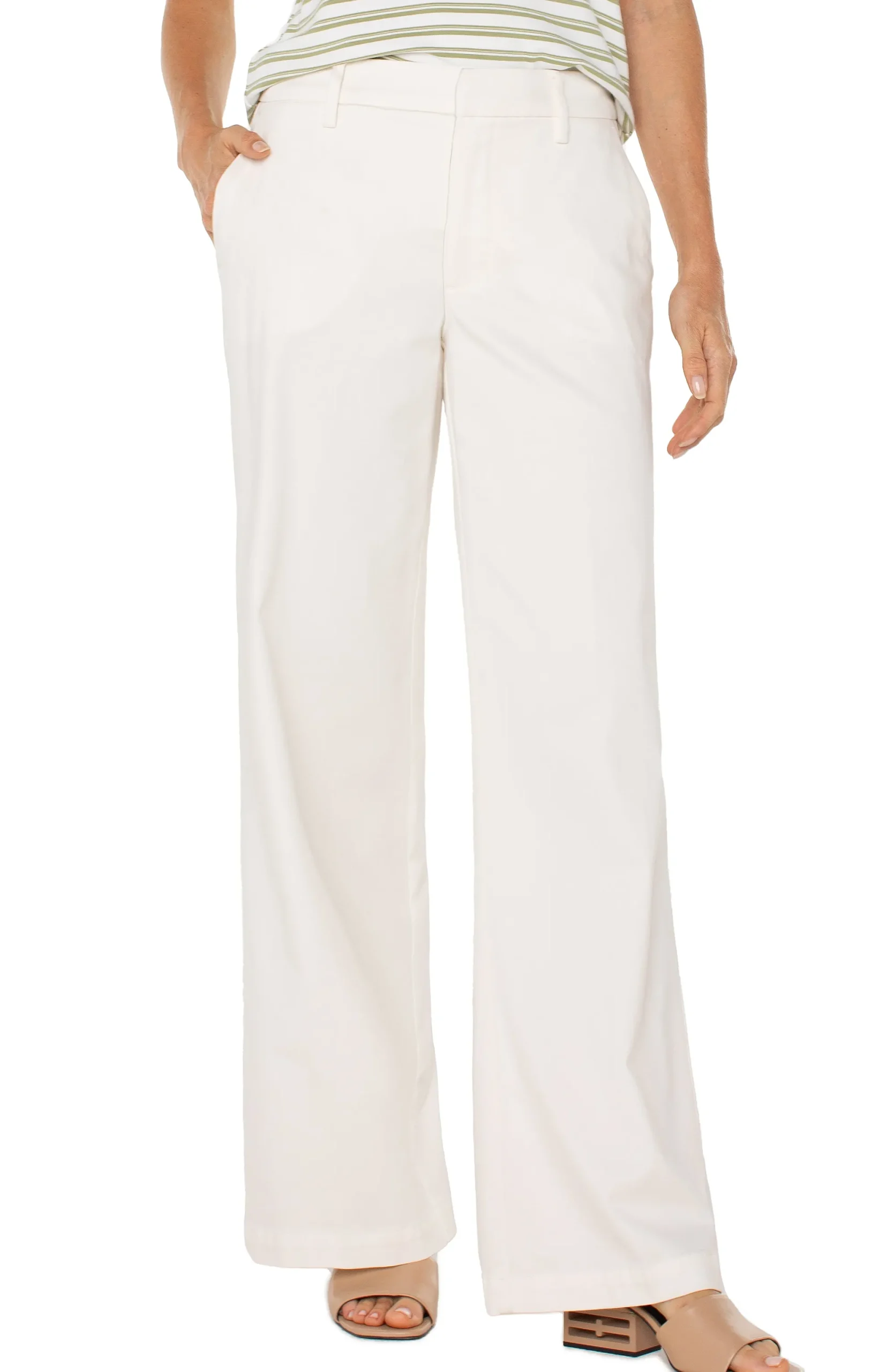 Pants|Trousers-Liverpool Los Angeles KELSEY WIDE LEG TROUSER Bone