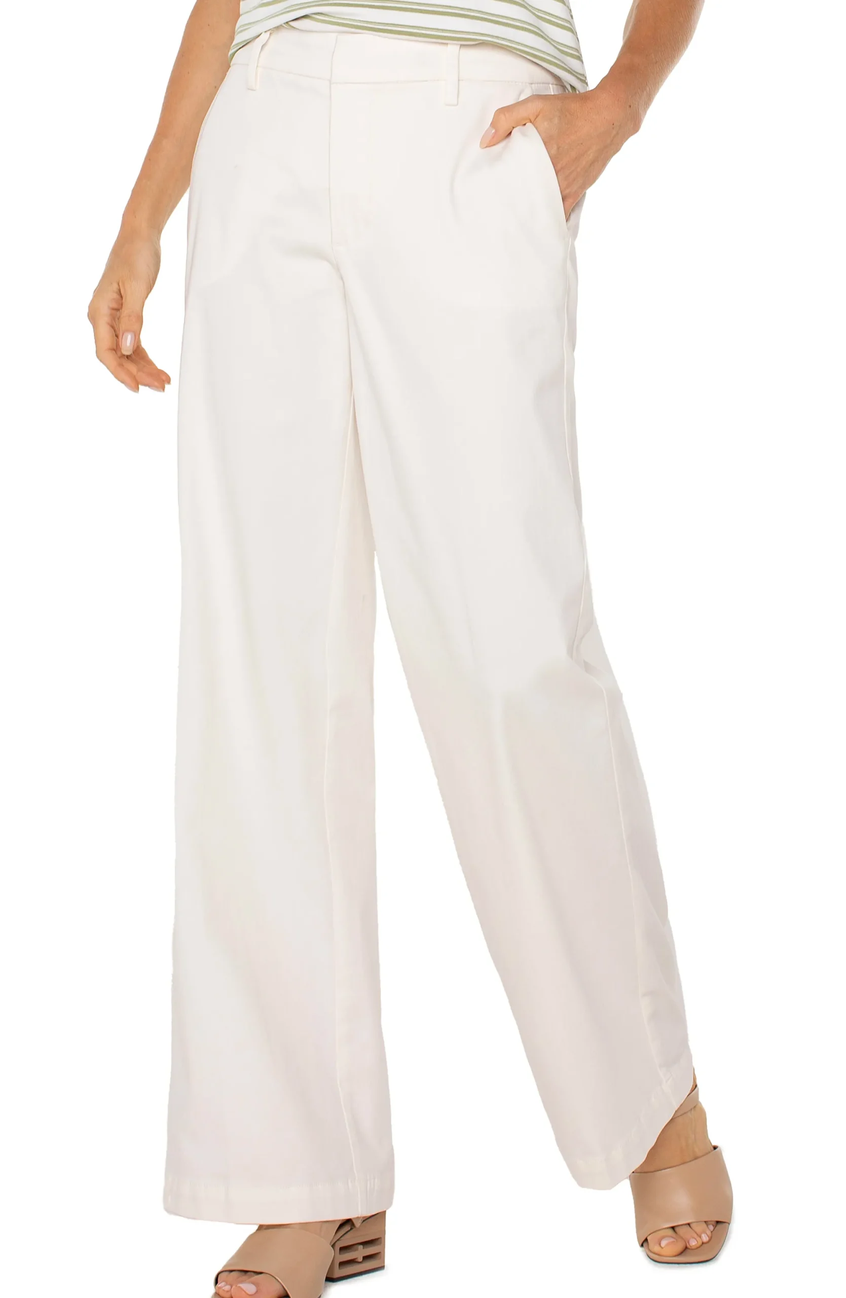 Pants|Trousers-Liverpool Los Angeles KELSEY WIDE LEG TROUSER Bone