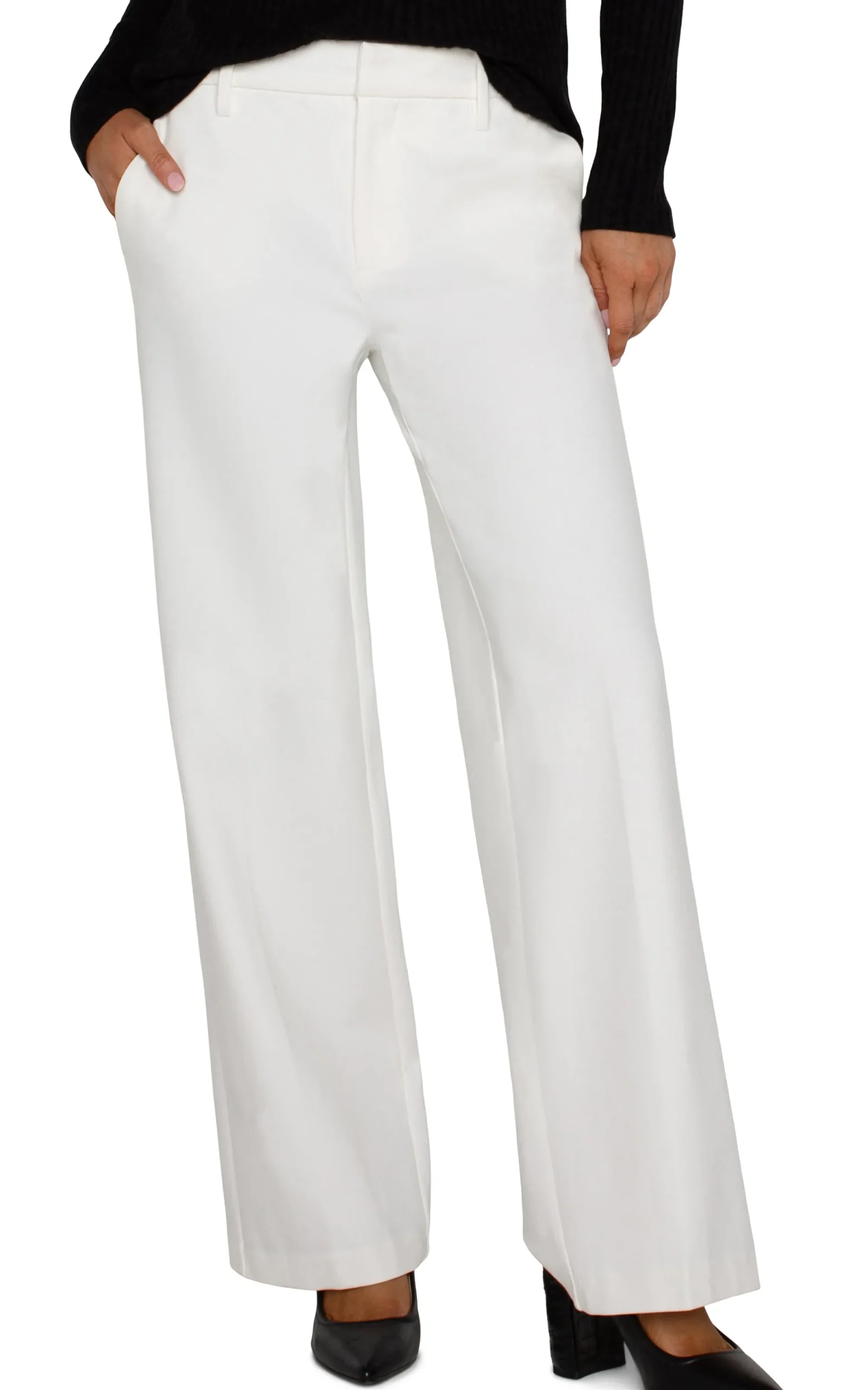 Trousers-Liverpool Los Angeles KELSEY WIDE LEG TROUSER Vintagewhite
