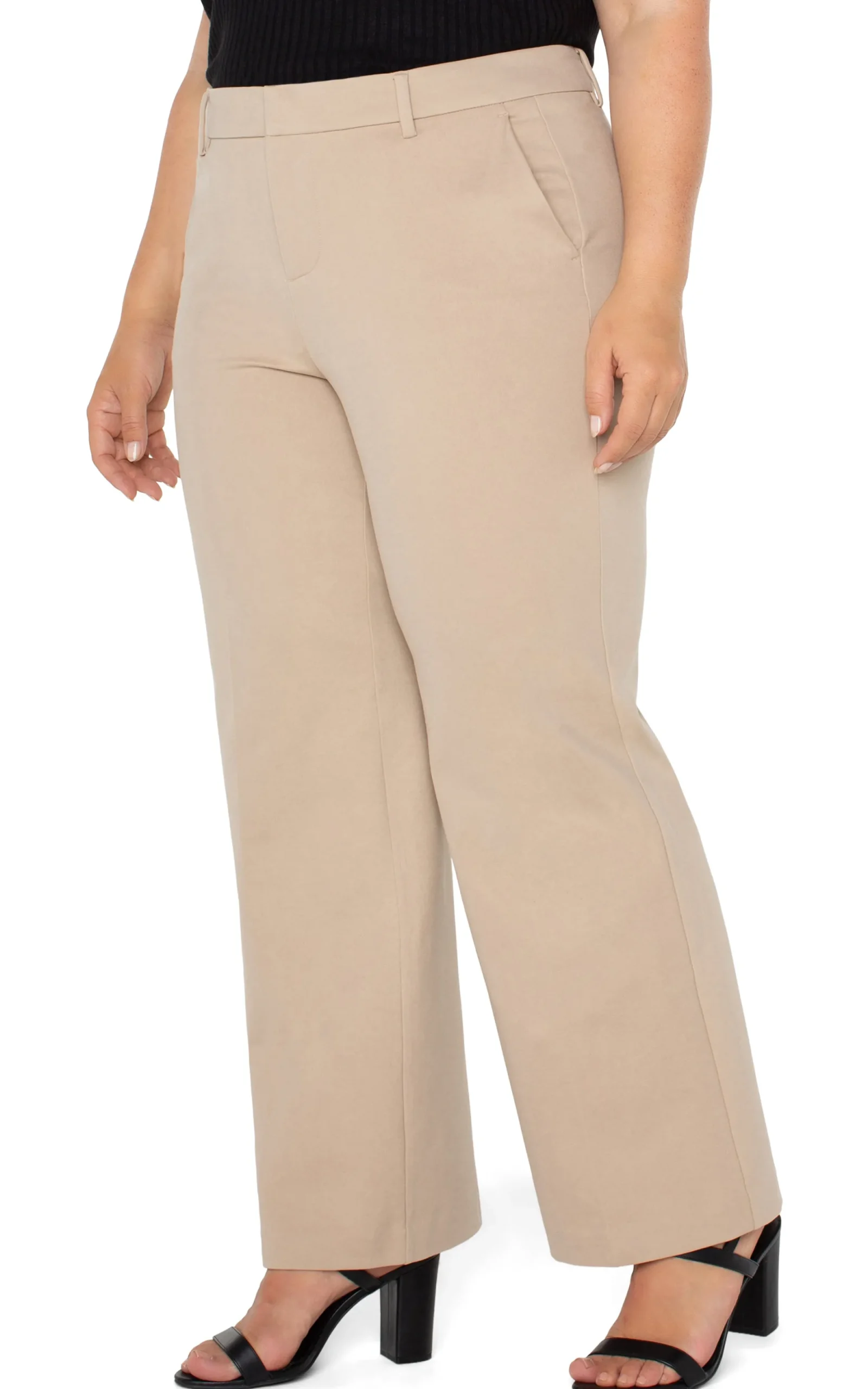 Pants-Liverpool Los Angeles KELSEY WIDE LEG TROUSER Biscuittan