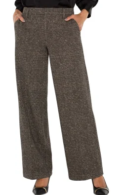 Pants|Wide-Leg-Liverpool Los Angeles KELSEY WIDE LEG TROUSER Blacktanherringbone