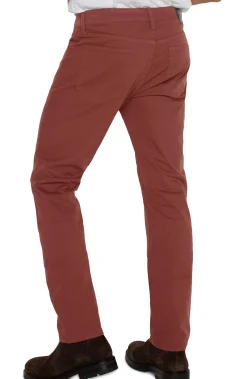 Colored Twills|Color Denim-Liverpool Los Angeles KINGSTON MODERN STRAIGHT PEACHED COLORED TWILL Brick