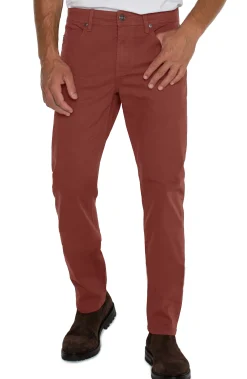 Colored Twills|Color Denim-Liverpool Los Angeles KINGSTON MODERN STRAIGHT PEACHED COLORED TWILL Brick