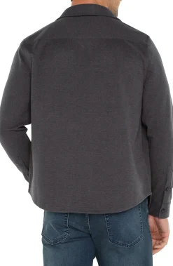 Shirts-Liverpool Los Angeles KNIT BUTTON UP LONG SLEEVE SHIRT Blackgreymulti