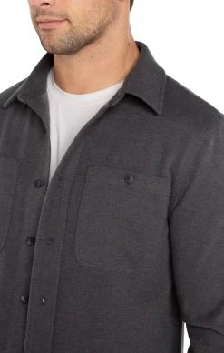 Shirts-Liverpool Los Angeles KNIT BUTTON UP LONG SLEEVE SHIRT Blackgreymulti