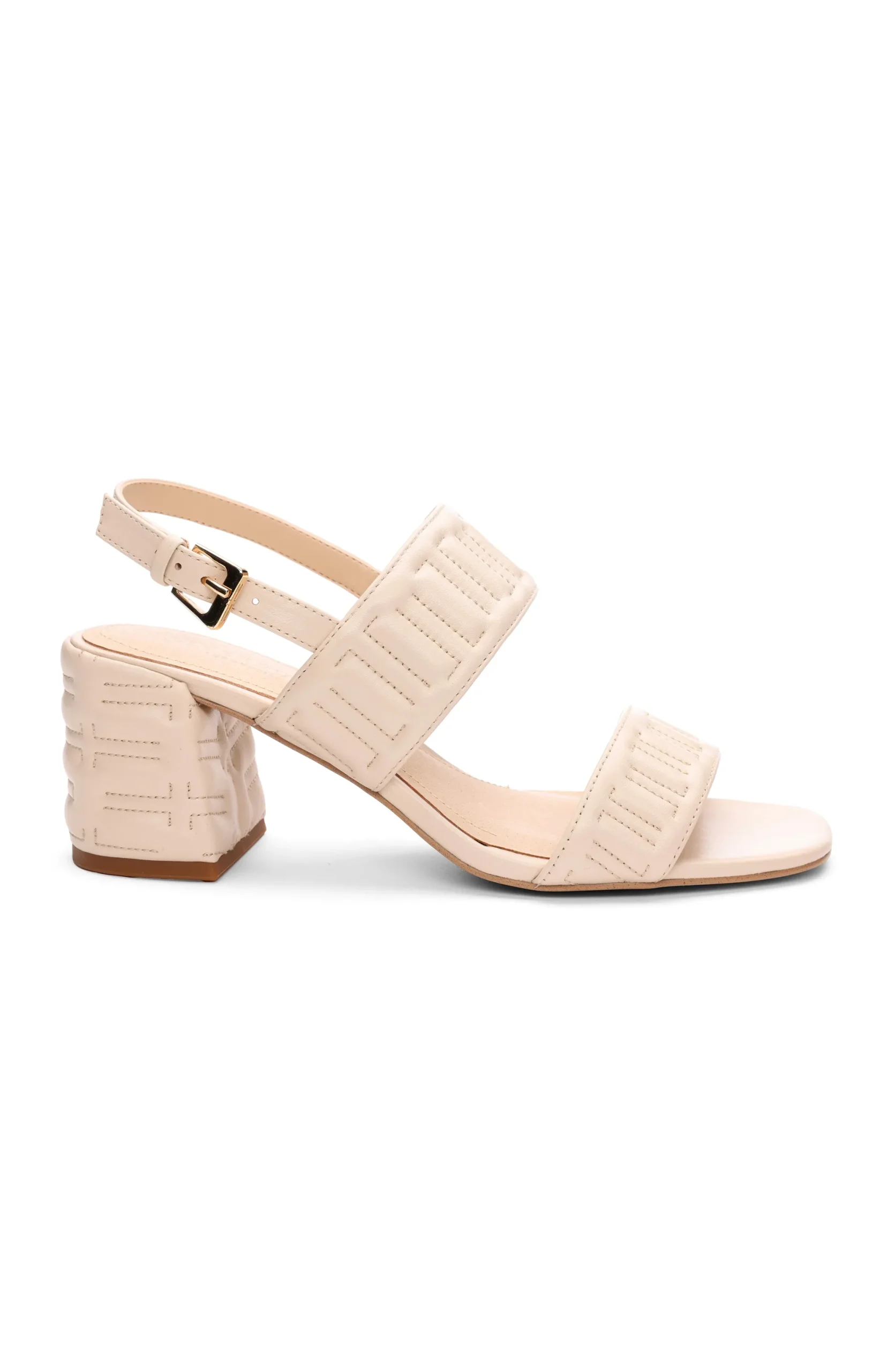 Heels-Liverpool Los Angeles LAKEWOOD LOGO STITCH SLINGBACK WITH BLOCK HEEL Ecru
