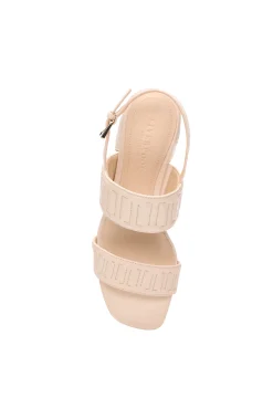 Heels-Liverpool Los Angeles LAKEWOOD LOGO STITCH SLINGBACK WITH BLOCK HEEL Ecru