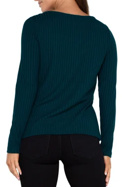 Tees-Liverpool Los Angeles LONG SLEEVE BOAT NECK KNIT TOP Darkforest