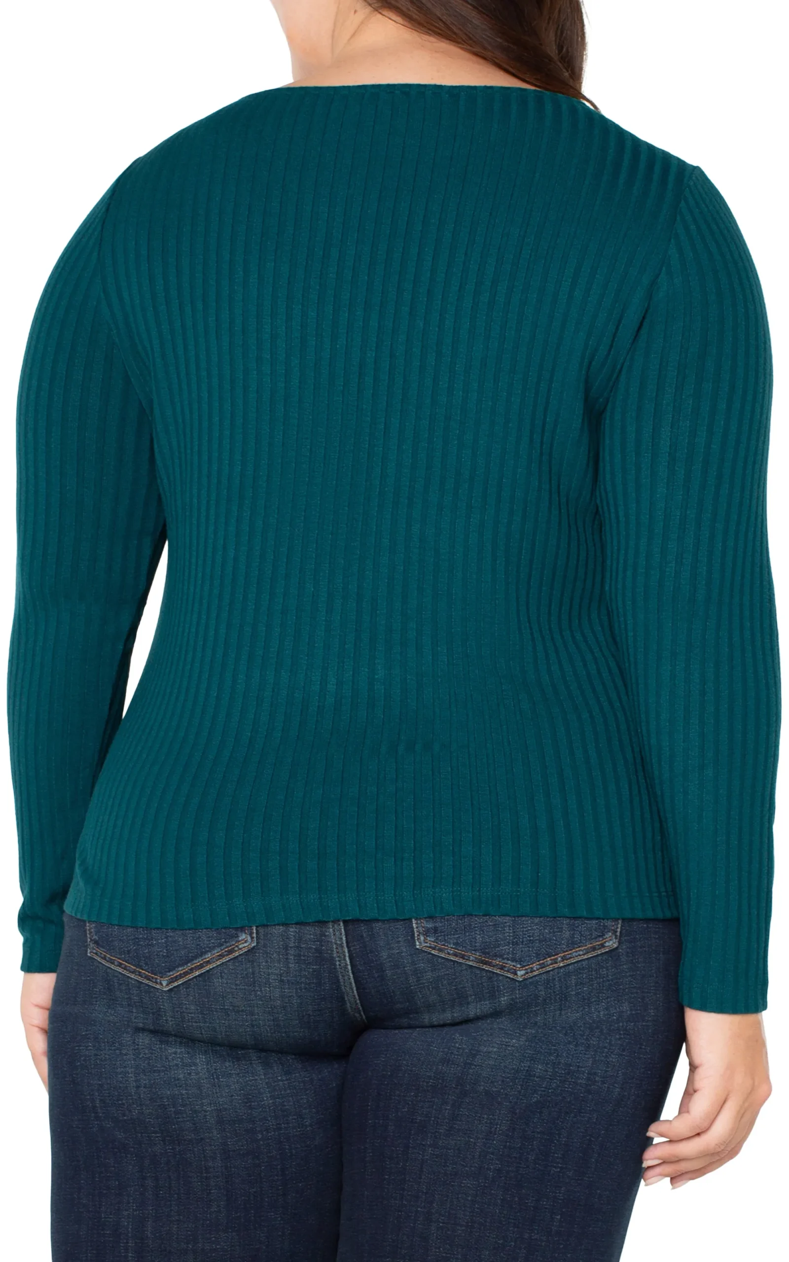 Tops-Liverpool Los Angeles LONG SLEEVE BOAT NECK KNIT TOP Darkforest