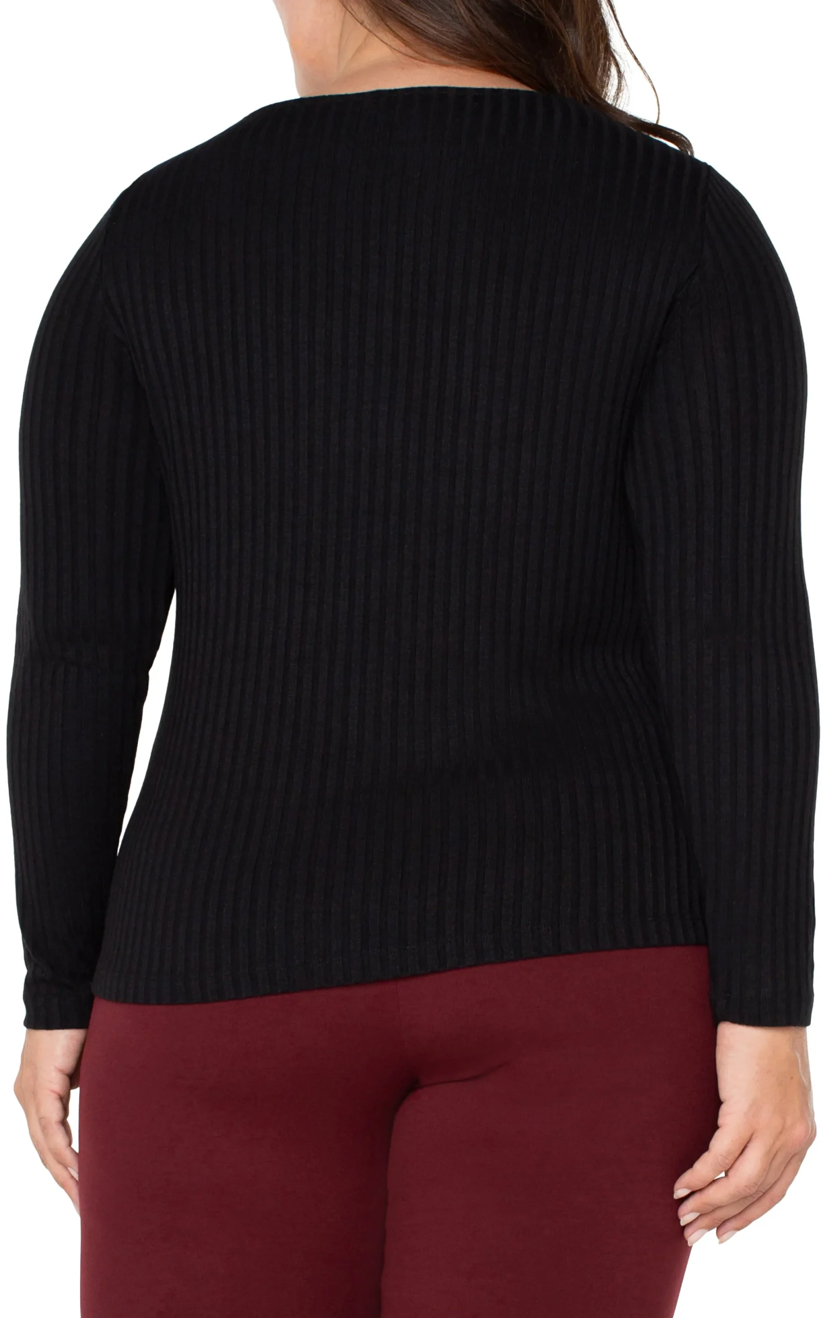 Tops-Liverpool Los Angeles LONG SLEEVE BOAT NECK KNIT TOP Black