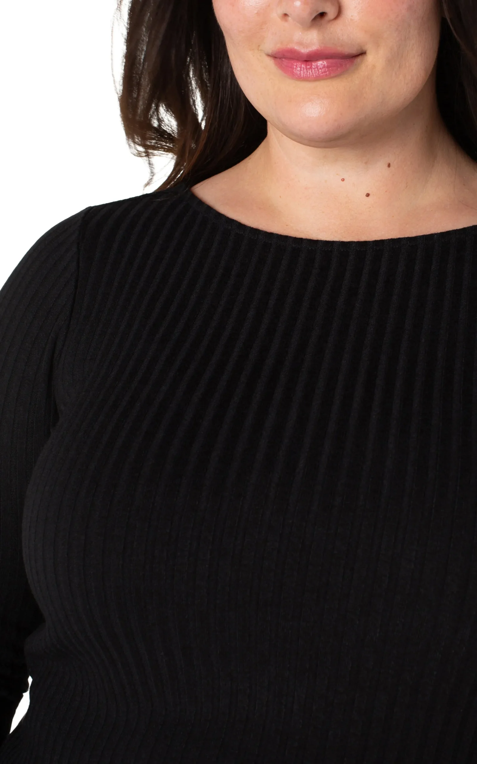 Tops-Liverpool Los Angeles LONG SLEEVE BOAT NECK KNIT TOP Black
