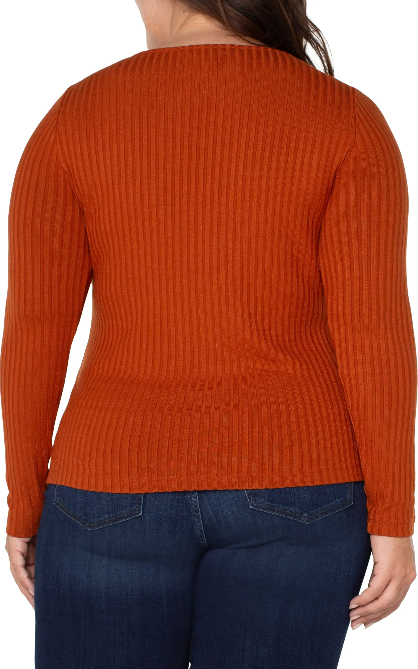 Tops-Liverpool Los Angeles LONG SLEEVE BOAT NECK KNIT TOP Cedar