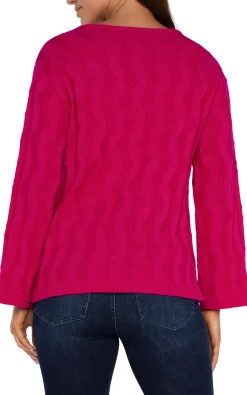 Sweaters|Tees-Liverpool Los Angeles LONG SLEEVE BOATNECK SWEATER Brightstarruby
