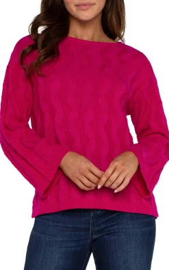 Sweaters|Tees-Liverpool Los Angeles LONG SLEEVE BOATNECK SWEATER Brightstarruby