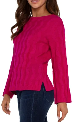 Sweaters|Tees-Liverpool Los Angeles LONG SLEEVE BOATNECK SWEATER Brightstarruby