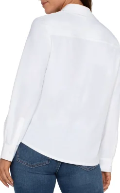 Tops-Liverpool Los Angeles LONG SLEEVE BUTTON FRONT KNIT SHIRT White
