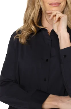 Tops-Liverpool Los Angeles LONG SLEEVE BUTTON FRONT KNIT SHIRT Black