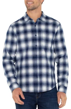 Shirts-Liverpool Los Angeles LONG SLEEVE BUTTON UP SHIRT Whitenavy