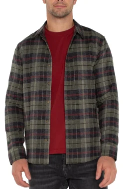 Shirts-Liverpool Los Angeles LONG SLEEVE BUTTON UP SHIRT Oliveblackmulti