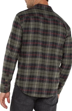 Shirts-Liverpool Los Angeles LONG SLEEVE BUTTON UP SHIRT Oliveblackmulti