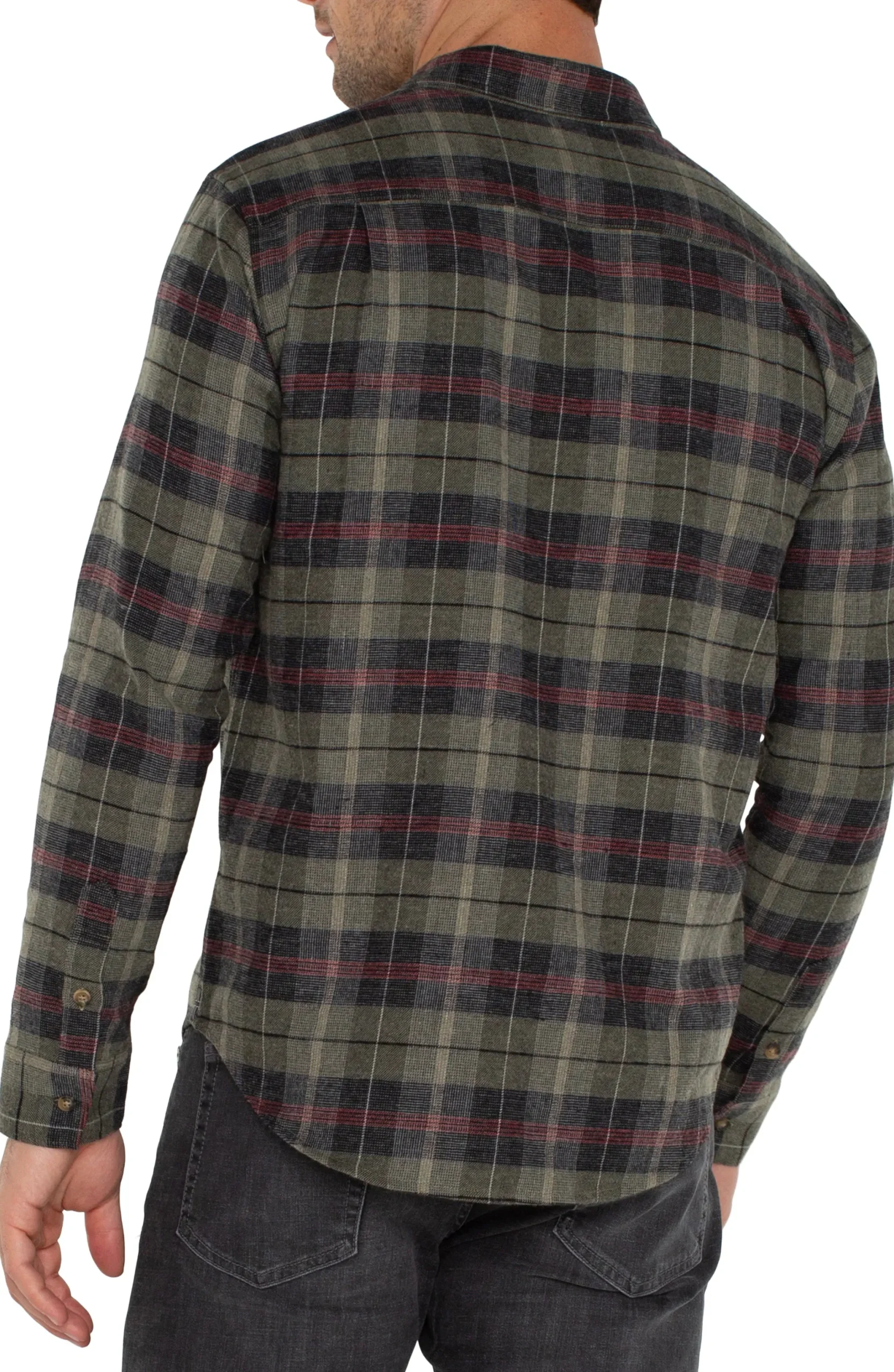 Shirts-Liverpool Los Angeles LONG SLEEVE BUTTON UP SHIRT Oliveblackmulti