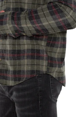 Shirts-Liverpool Los Angeles LONG SLEEVE BUTTON UP SHIRT Oliveblackmulti