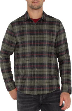 Shirts-Liverpool Los Angeles LONG SLEEVE BUTTON UP SHIRT Oliveblackmulti