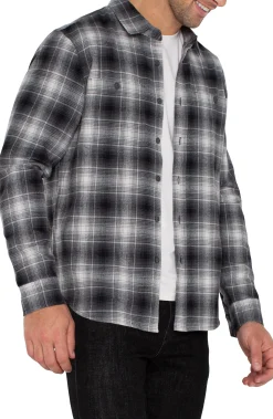 Shirts-Liverpool Los Angeles LONG SLEEVE BUTTON UP SHIRT Greyoffwhiteblack