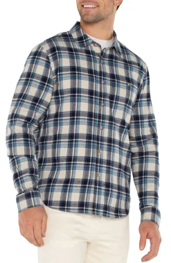 Shirts-Liverpool Los Angeles LONG SLEEVE BUTTON UP SHIRT Lighttanbluemulti