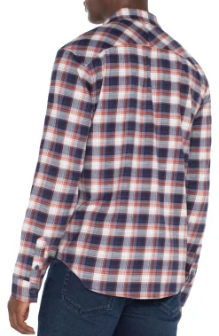 Shirts-Liverpool Los Angeles LONG SLEEVE BUTTON UP SHIRT Navyoffwhitebrick