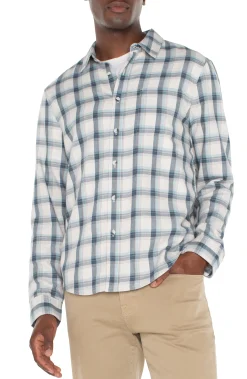 Shirts-Liverpool Los Angeles LONG SLEEVE BUTTON UP SHIRT Puttybluegrey