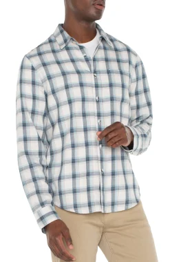 Shirts-Liverpool Los Angeles LONG SLEEVE BUTTON UP SHIRT Puttybluegrey