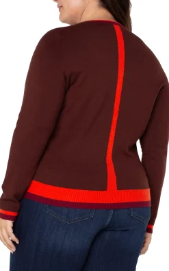 Tops-Liverpool Los Angeles LONG SLEEVE COLORBLOCK SWEATER Retrobrownmulti