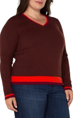Tops-Liverpool Los Angeles LONG SLEEVE COLORBLOCK SWEATER Retrobrownmulti