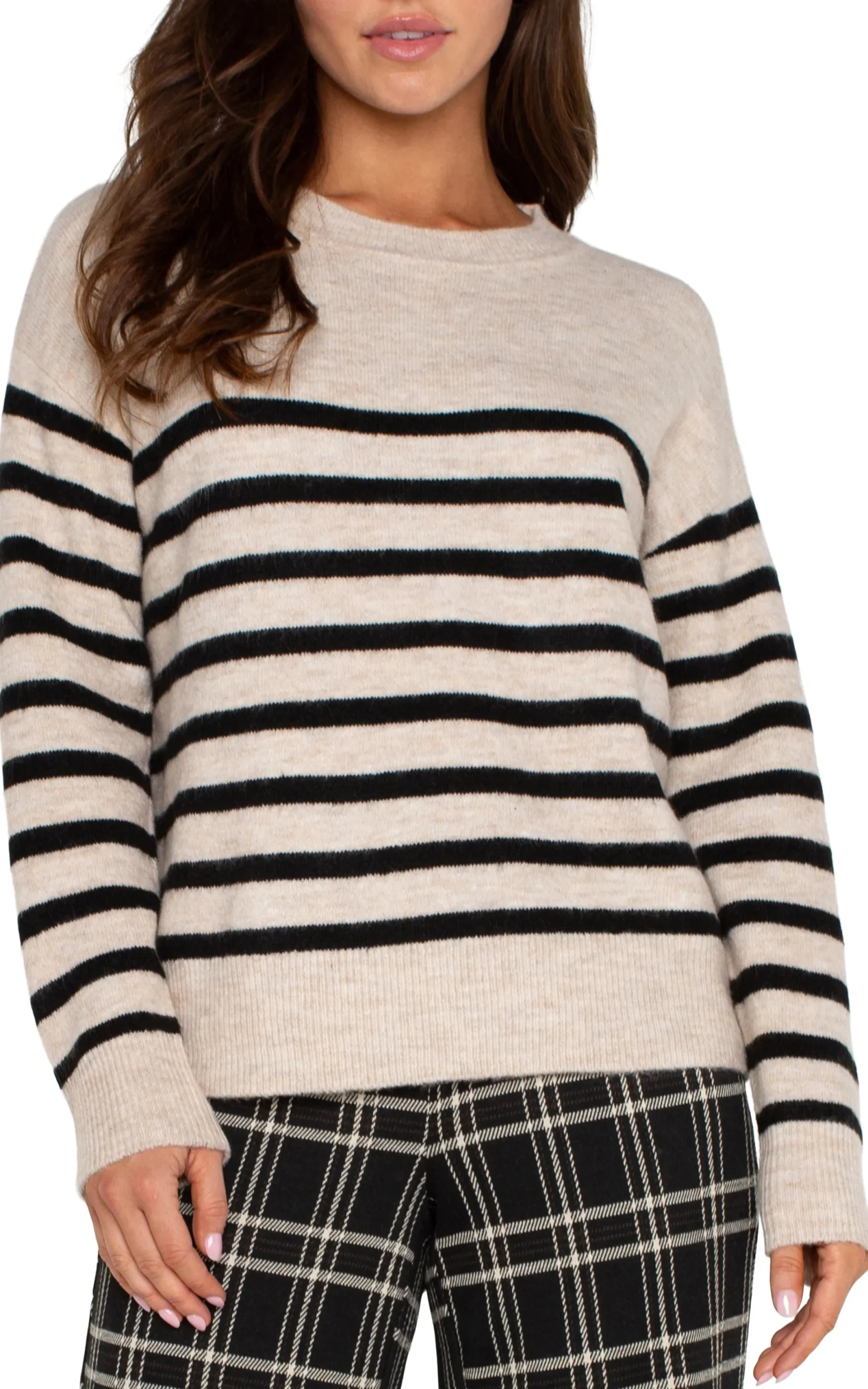 Sweaters|Tees-Liverpool Los Angeles LONG SLEEVE CREW NECK DROP SHOULDER SWEATER Oatmealheather