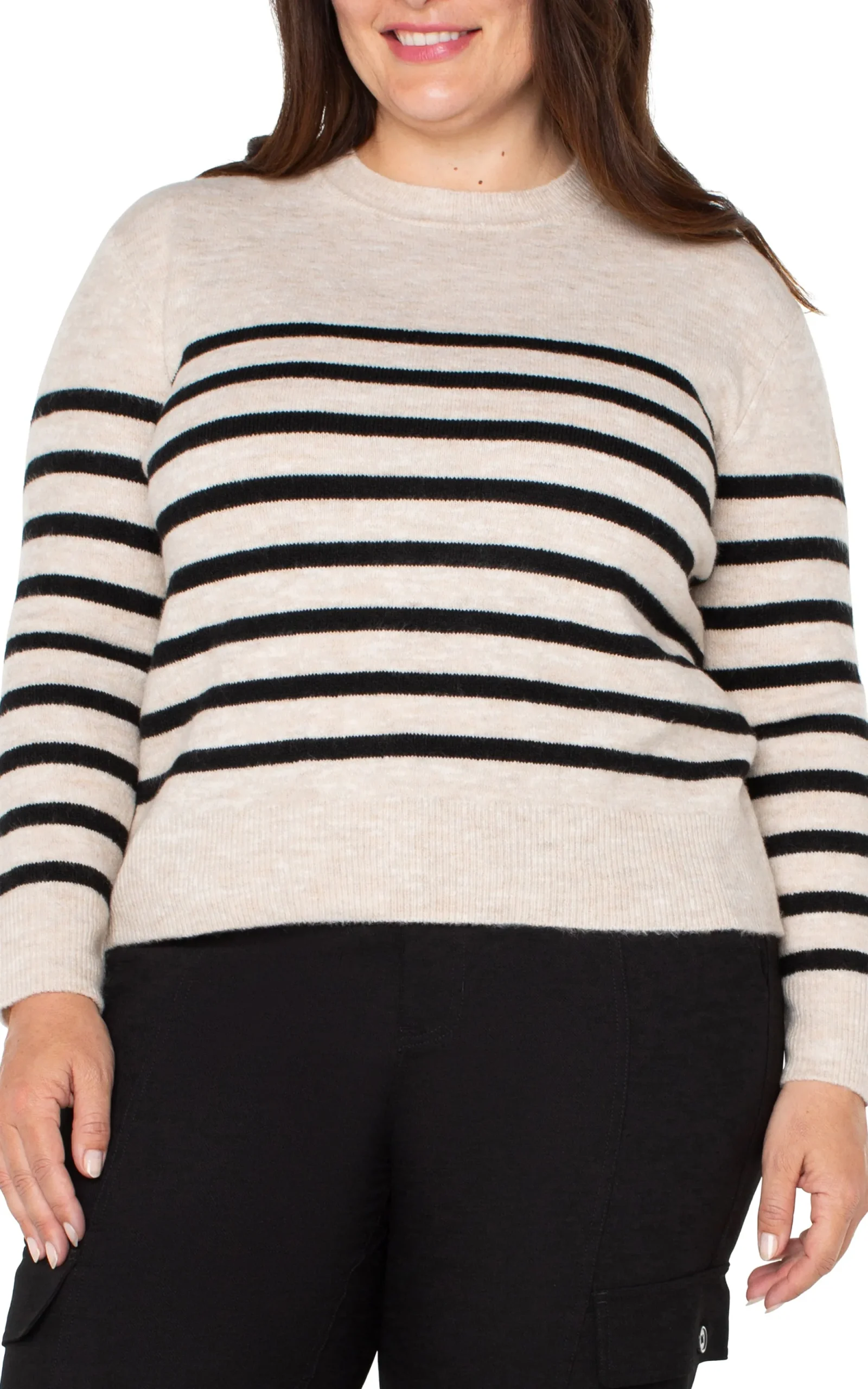 Tops-Liverpool Los Angeles LONG SLEEVE CREW NECK DROP SHOULDER SWEATER Oatmealheather