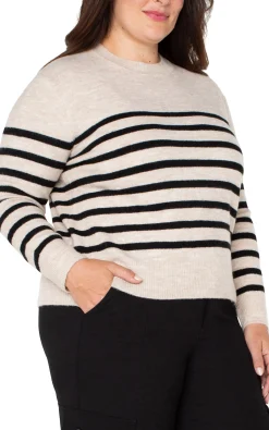 Tops-Liverpool Los Angeles LONG SLEEVE CREW NECK DROP SHOULDER SWEATER Oatmealheather