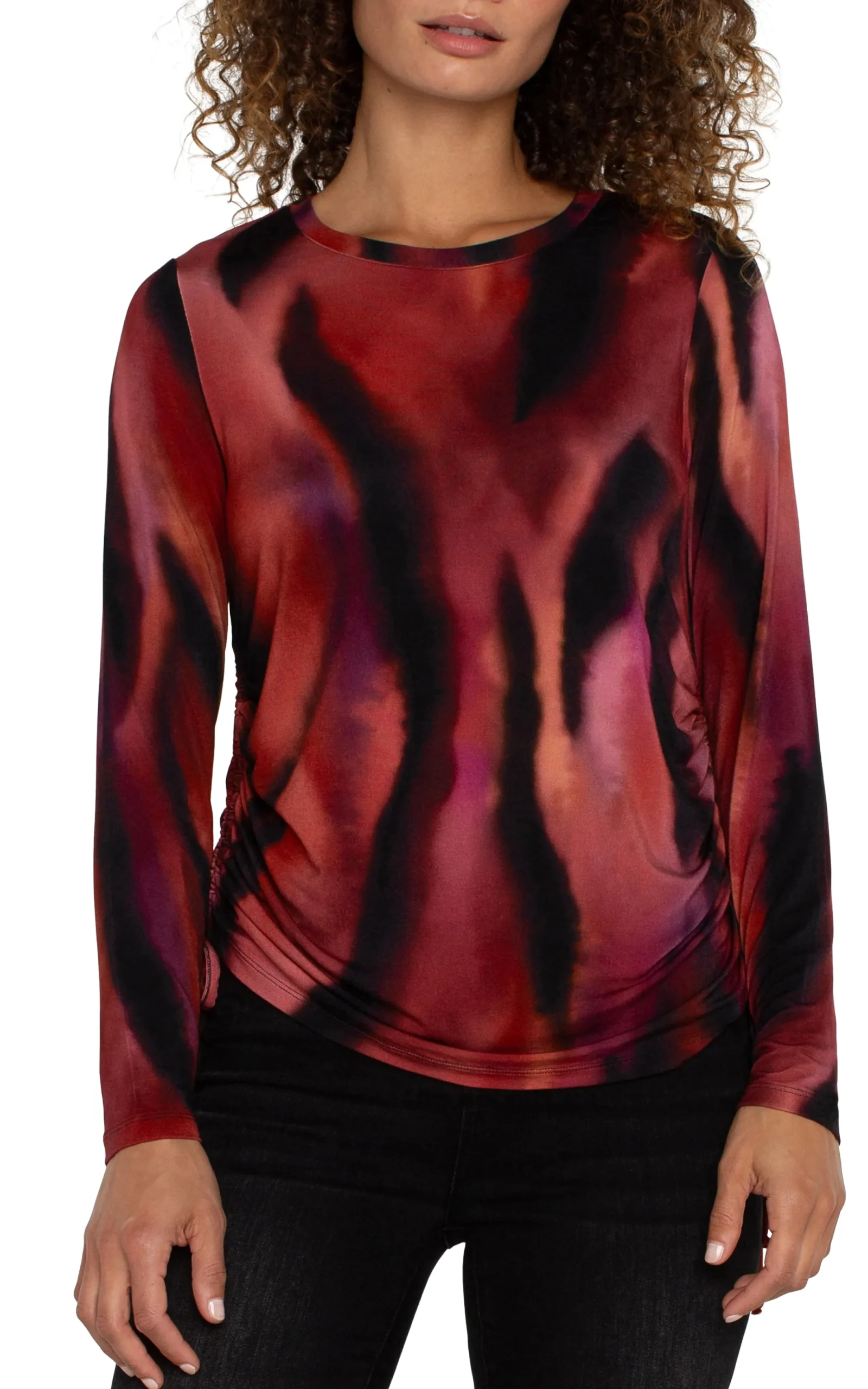 Tops|Tees-Liverpool Los Angeles LONG SLEEVE CREW NECK KNIT TOP Fireopal