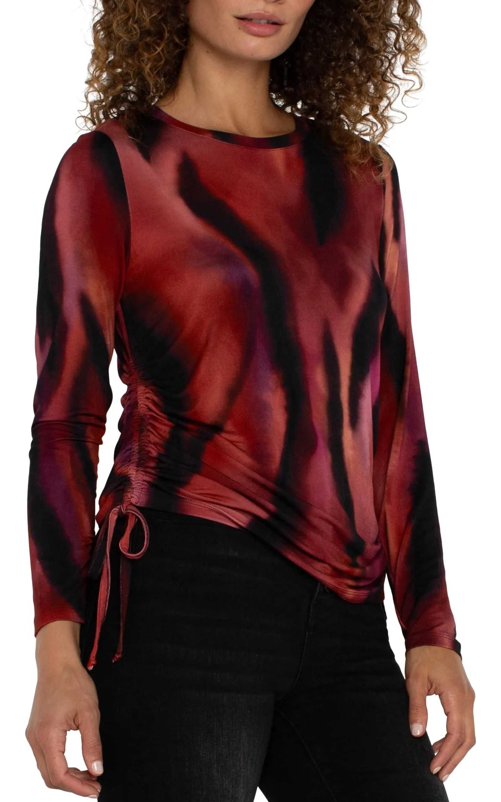 Tops|Tees-Liverpool Los Angeles LONG SLEEVE CREW NECK KNIT TOP Fireopal