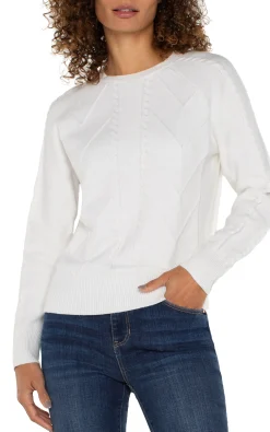Sweaters-Liverpool Los Angeles LONG SLEEVE CREW NECK RAGLAN SWEATER Porcelain