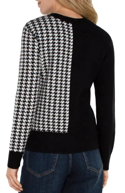 Sweaters-Liverpool Los Angeles LONG SLEEVE CREW NECK SWEATER Blackwhitehoundstooth