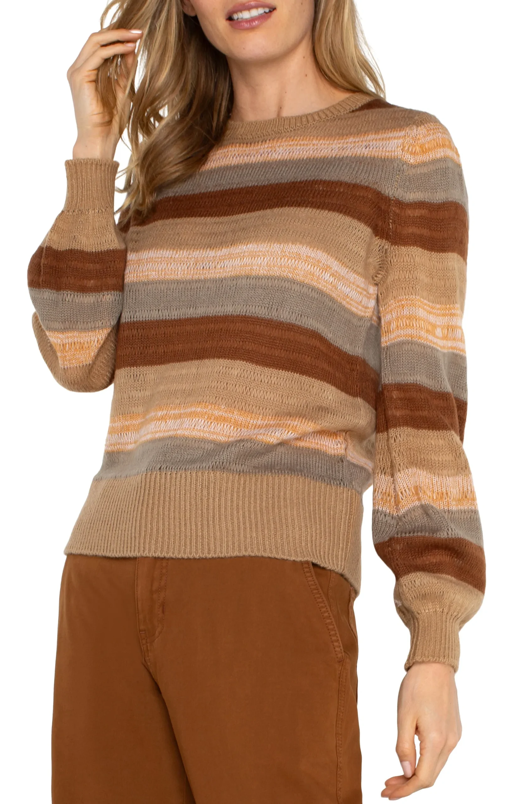 Sweaters-Liverpool Los Angeles LONG SLEEVE CREW NECK SWEATER Jaspermultistripe