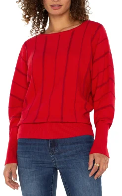 Sweaters-Liverpool Los Angeles LONG SLEEVE DOLMAN SWEATER WITH STRIPE Tangored