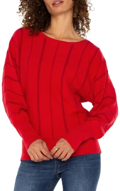 Sweaters-Liverpool Los Angeles LONG SLEEVE DOLMAN SWEATER WITH STRIPE Tangored