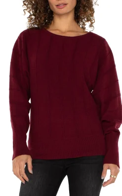 Sweaters-Liverpool Los Angeles LONG SLEEVE DOLMAN SWEATER WITH STRIPE Darkpinotnoir
