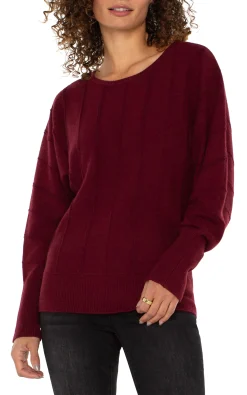 Sweaters-Liverpool Los Angeles LONG SLEEVE DOLMAN SWEATER WITH STRIPE Darkpinotnoir