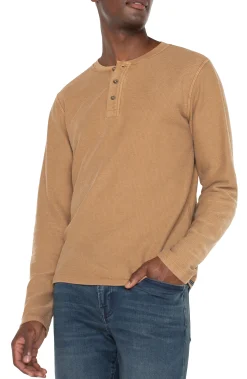 Shirts-Liverpool Los Angeles LONG SLEEVE HENLEY Tabaccobrown