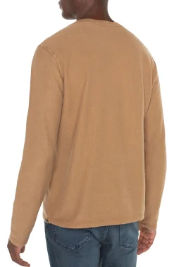 Shirts-Liverpool Los Angeles LONG SLEEVE HENLEY Tabaccobrown
