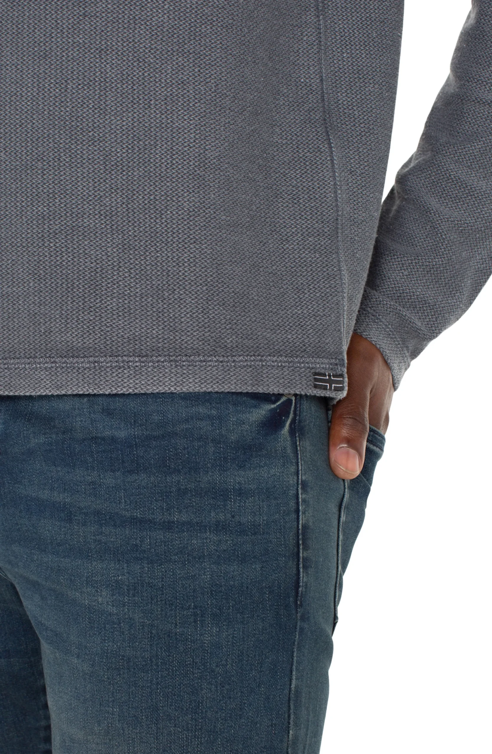 Shirts-Liverpool Los Angeles LONG SLEEVE HENLEY Graypinstripe